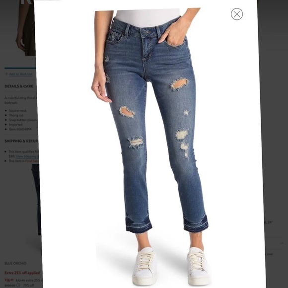 Slink Jeans Distressed Raw Ankle Skinny Jeans - Picture 1 of 10